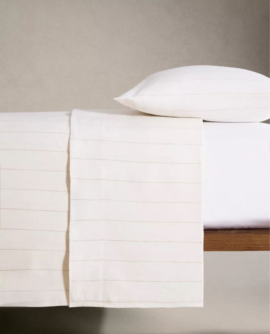 リネン コットン ストライプ デュべカバー