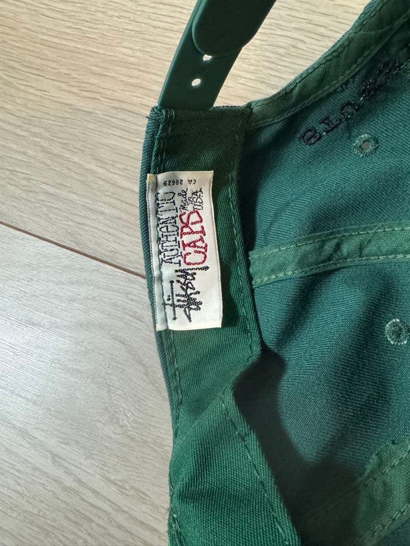 90s USA製 OLD STUSSY SGロゴ 6パネルキャップ グリーン
