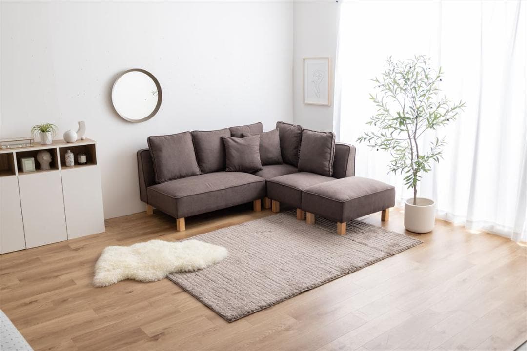 【送料無料】Cindy オットマン ソファ 天然木 Sバネ スツール