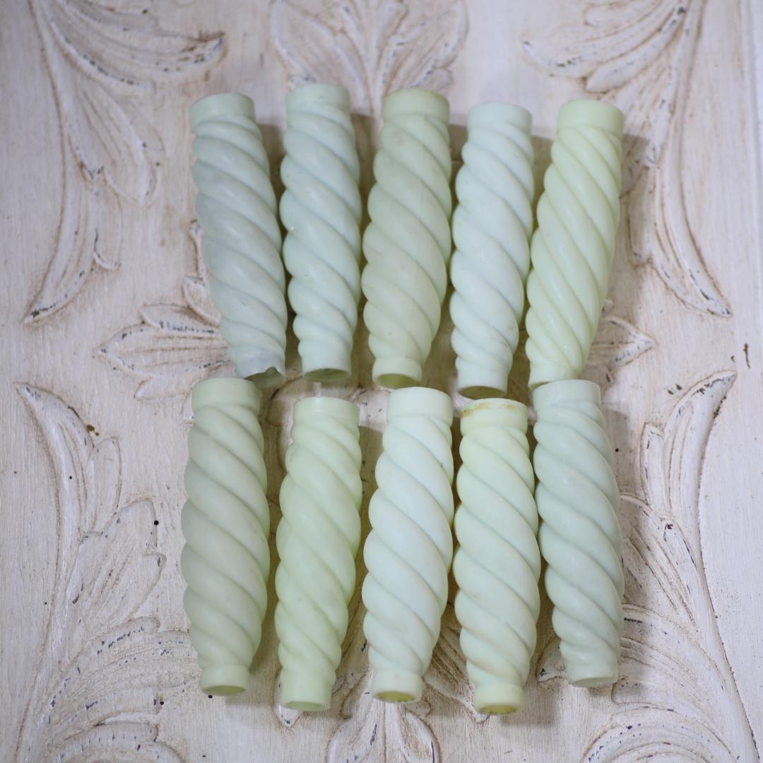 希少！フェントン キャンドルカバー10本ウランガラス　/アンティークシャンデリア