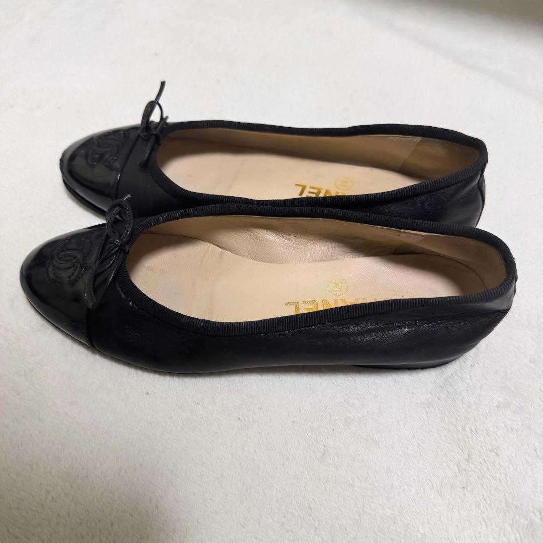 CHANEL シャネル　22cm 黒　ブラック フラット　バレエ　ココマーク