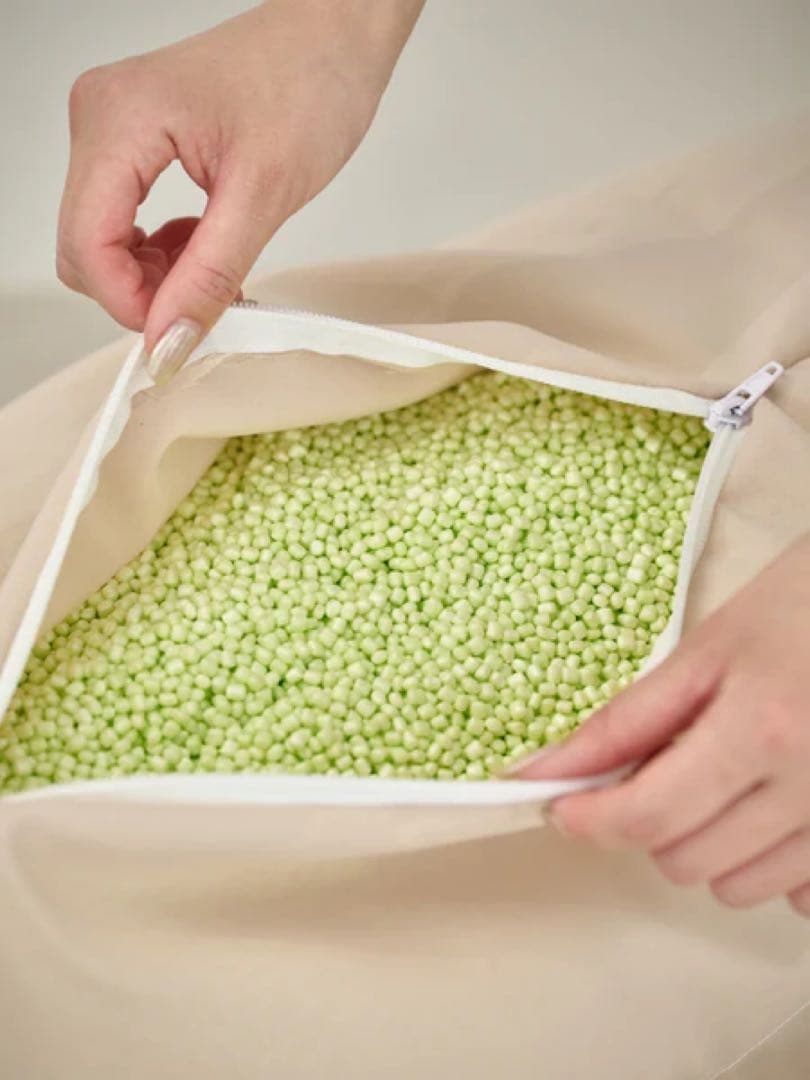 ぽよこLOOSYHUGME 1人掛けビーズソファIVORY +未使用カバー