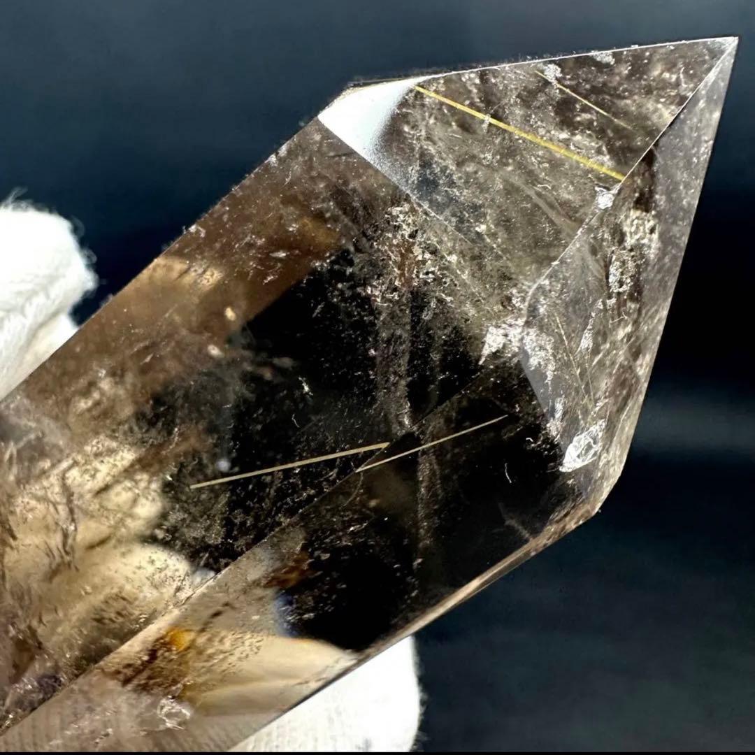 【金運· 魔除 】ルチルクォーツ ☆虹☆スモーキークォーツダブルポイントA950