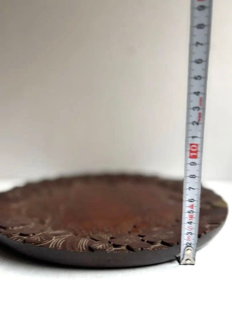 754 ヴィンテージ 軽井沢彫 桜彫 丸盆 大阪屋家具店 金継ぎ 民芸 工芸