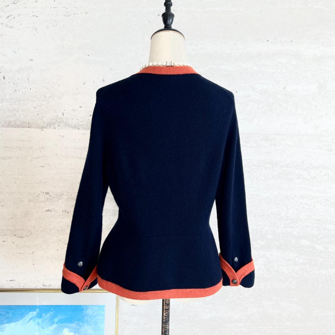 美品★CHANEL★極上カシミヤ100★トリミング★ノーカラージャケット