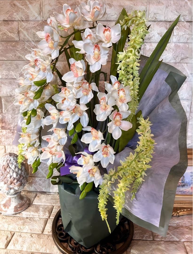 光触媒　人工観葉植物　フェイクグリーン　胡蝶蘭　シンピジューム６本立ち