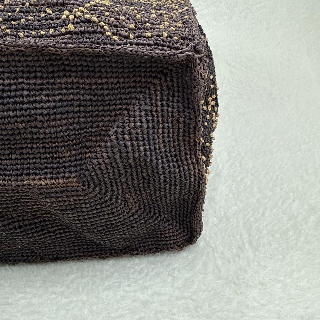 JAMIN PUECH カゴバッグ　トートバッグ　本革 スクエア　花柄