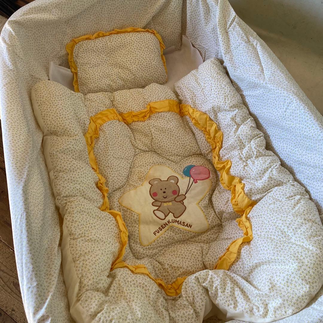 ヴィンテージラタン ベビーベッド 折り畳み キャスター クーファン アンティーク