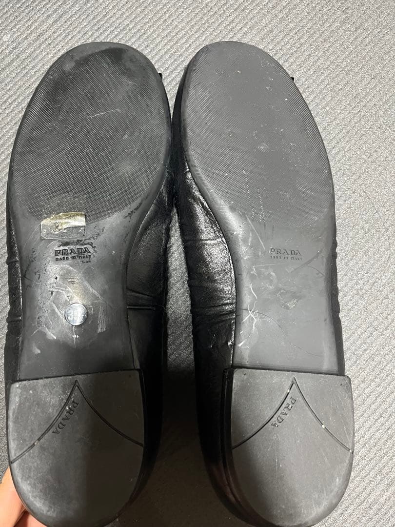 PRADA ブラック フリンジ フラットシューズ