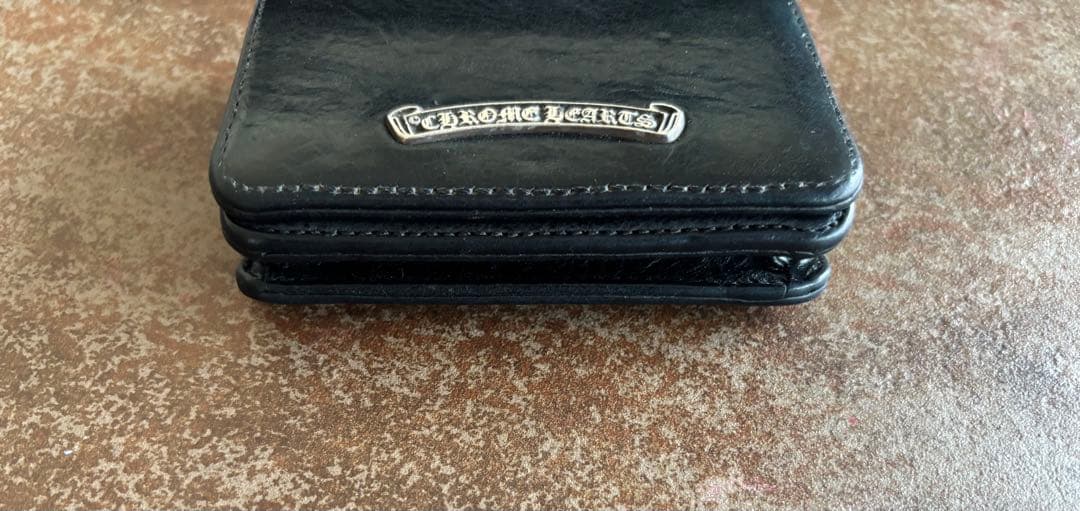 【美品】クロムハーツ 3ポケット アーチロゴ レザー カードケース ブラック