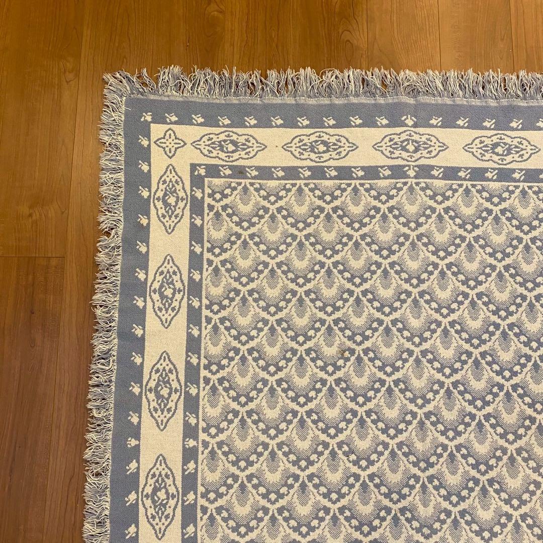 ヴィンテージ 北欧調 ゴブラン織り ラグ 大判 両面配色 140×120