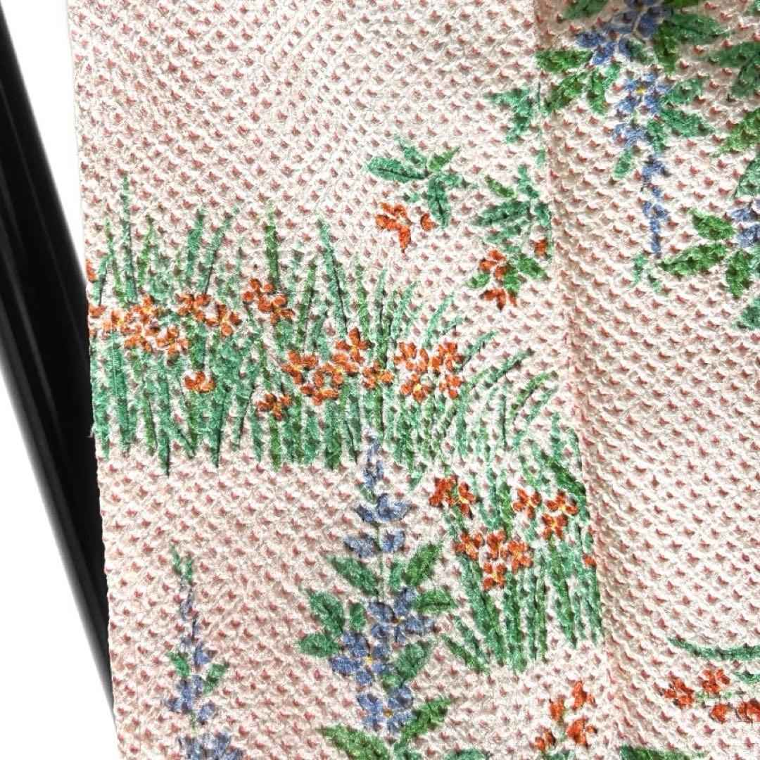 小紋　総絞り　小花　花模様　ピンク　着物　124a d