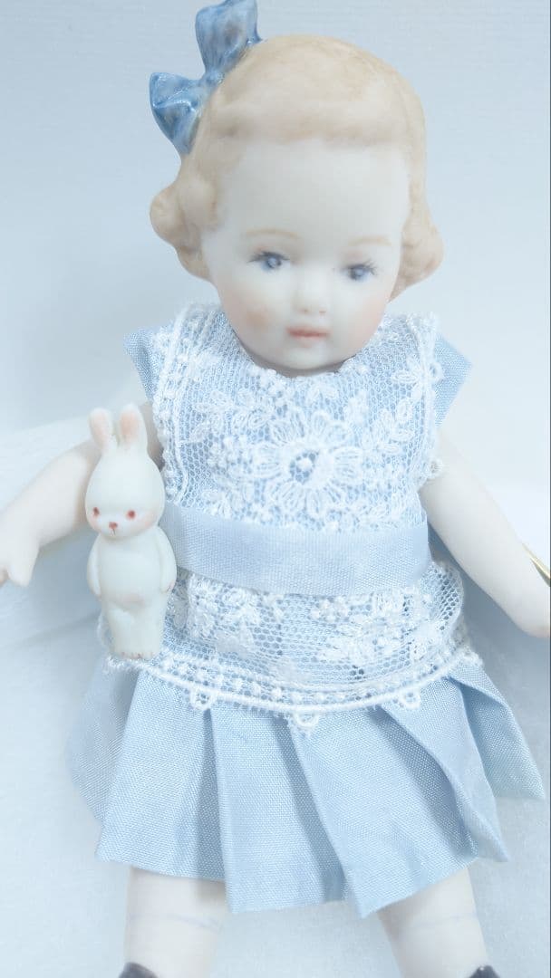 ちびくま工房　勿忘草ちゃんとちびうさビスク付　シルクワンピ