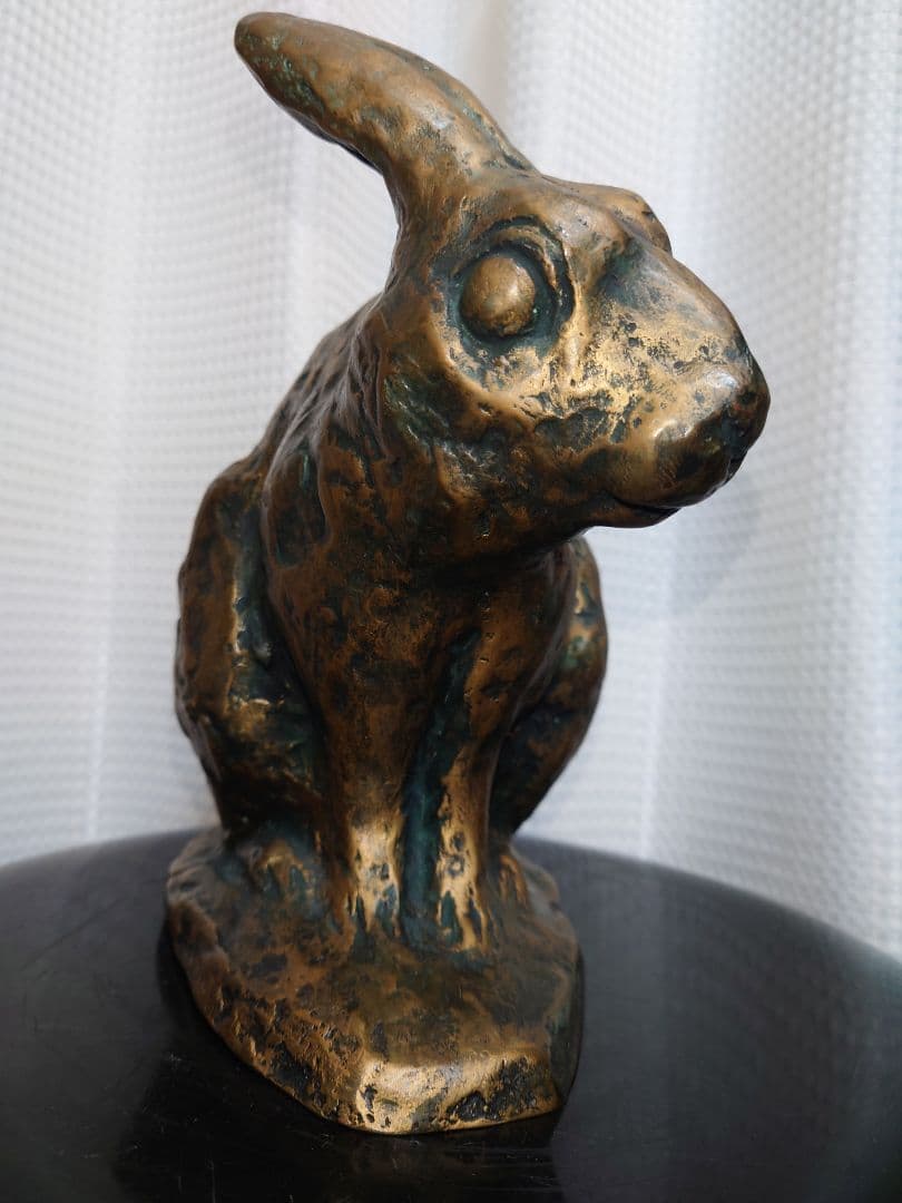 【貴重レア品】北村西望　兎（うさぎ）　ブロンズ像　爽風　アンティーク　オブジェ