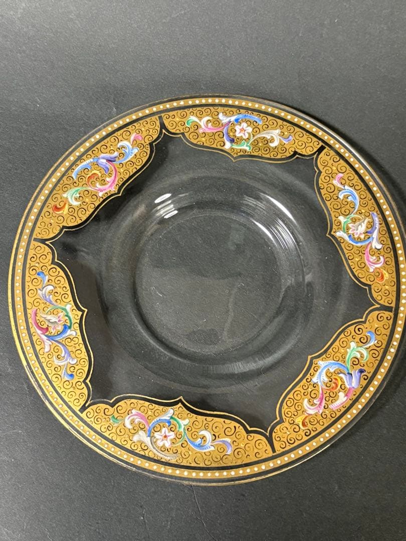 オールドバカラ豪華金彩エナメルカップとソーサ美品。