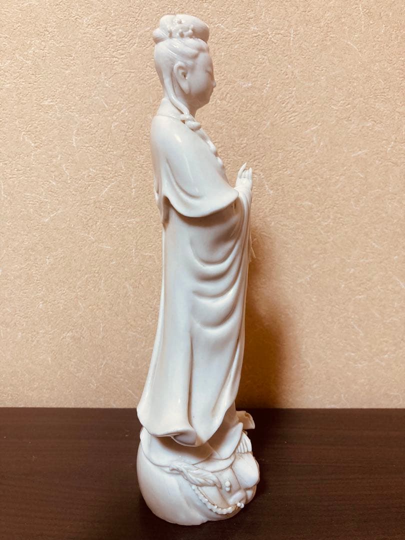 白南京観音像 高さ約22.5ｃｍ 白磁 仏像（検）徳化白磁 観音像