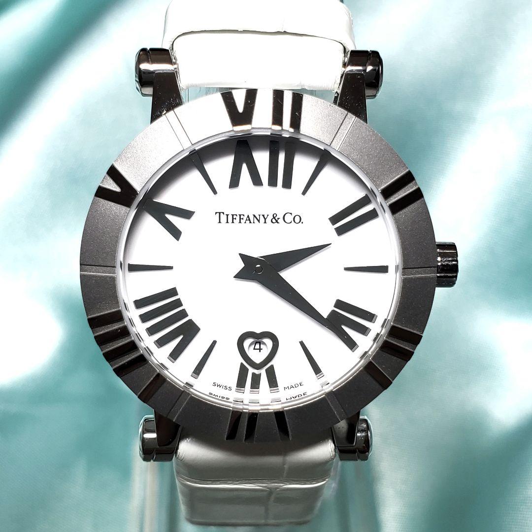 【極美品】純正ベルト　ティファニー　アトラス ホワイトレザー 　腕時計