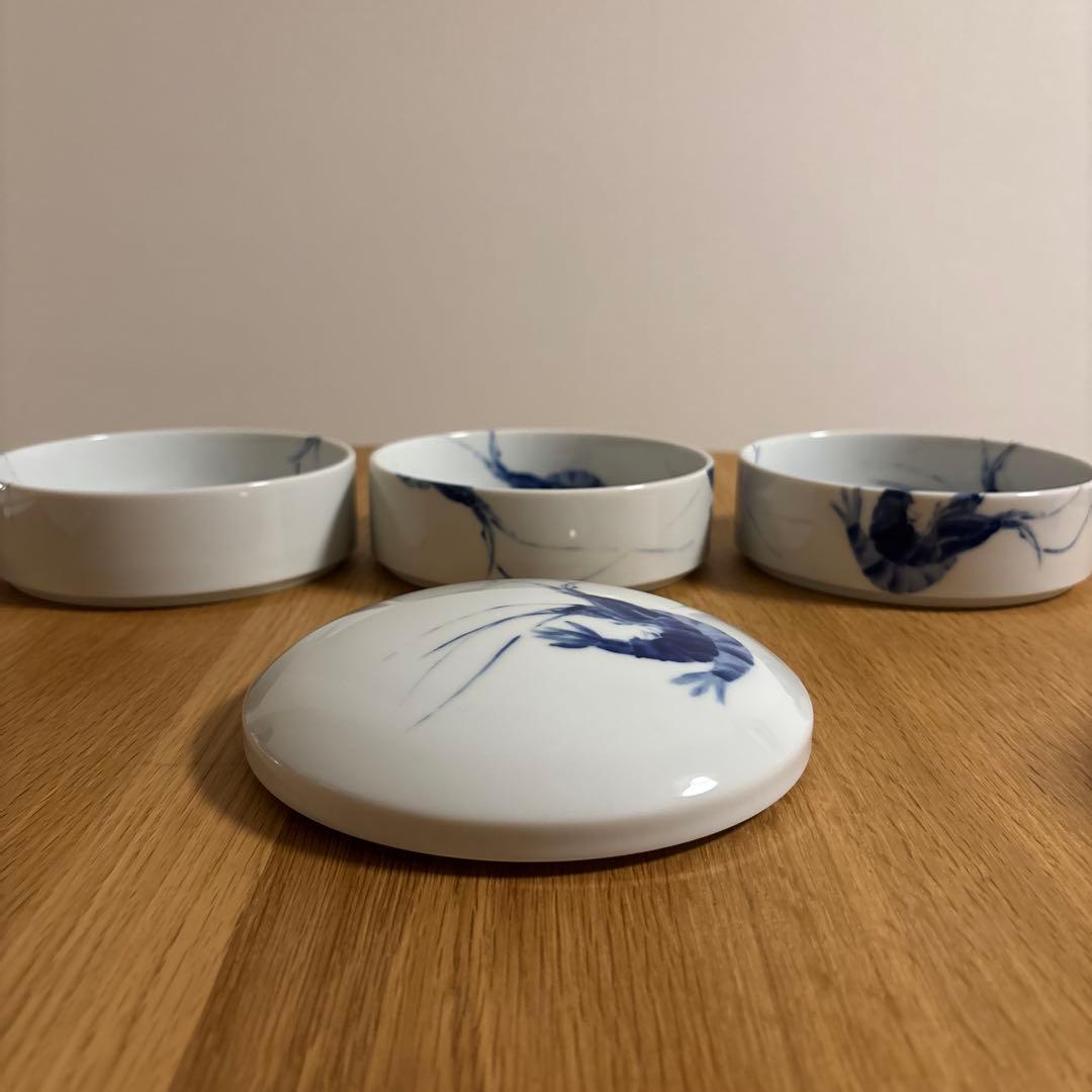 横濱元町　増田窯　海老づくし銘々重　横浜染付　お重