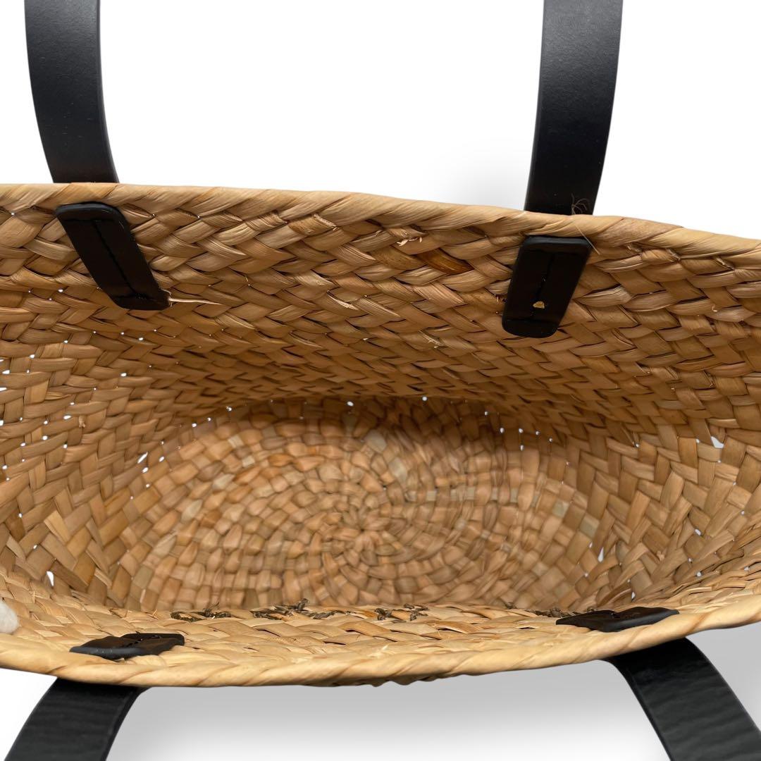 美品 agnes b. アニエスベー☆ロゴ刺繍 かごバッグ トート