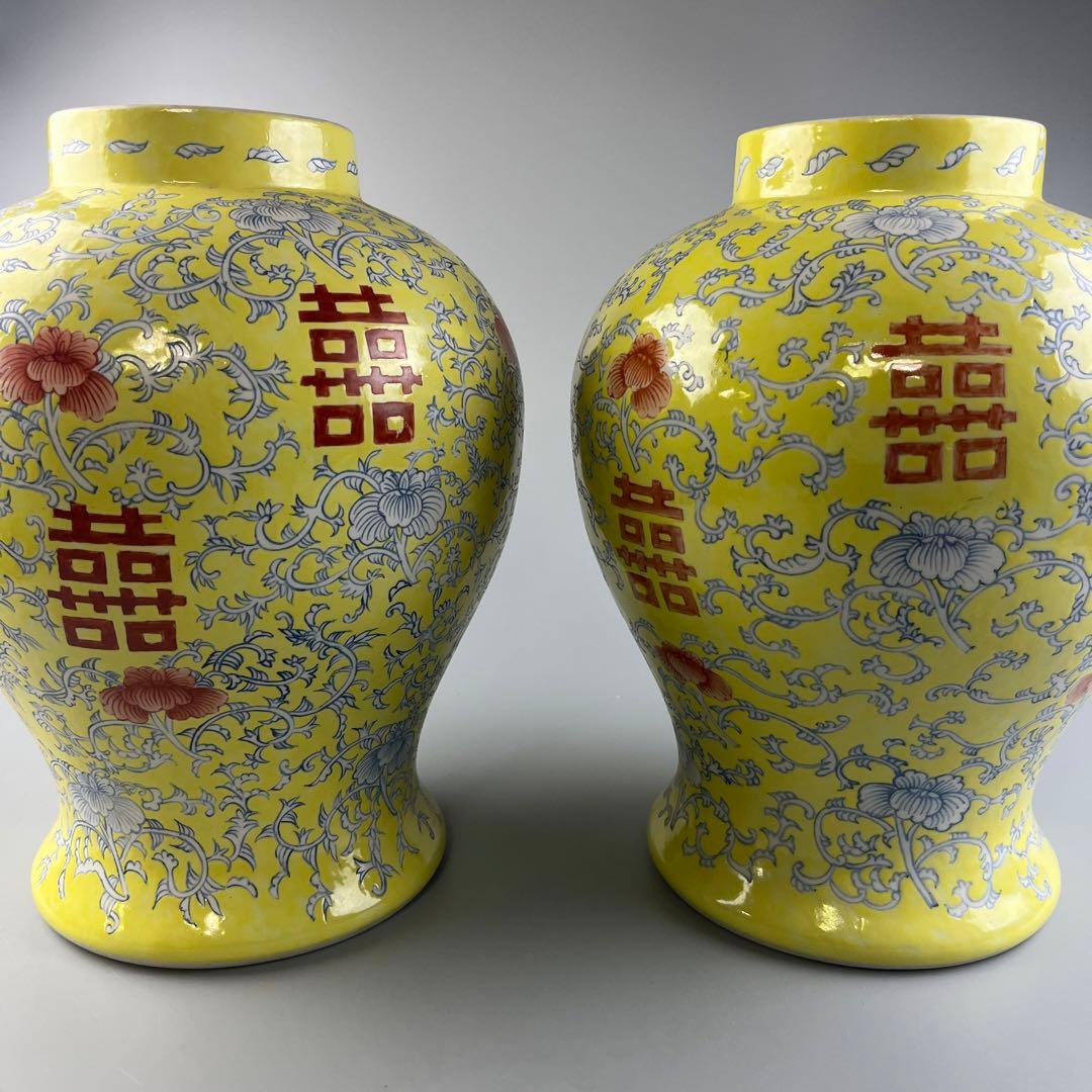 中国 粉彩 花瓶 細密 色絵 2点 壺