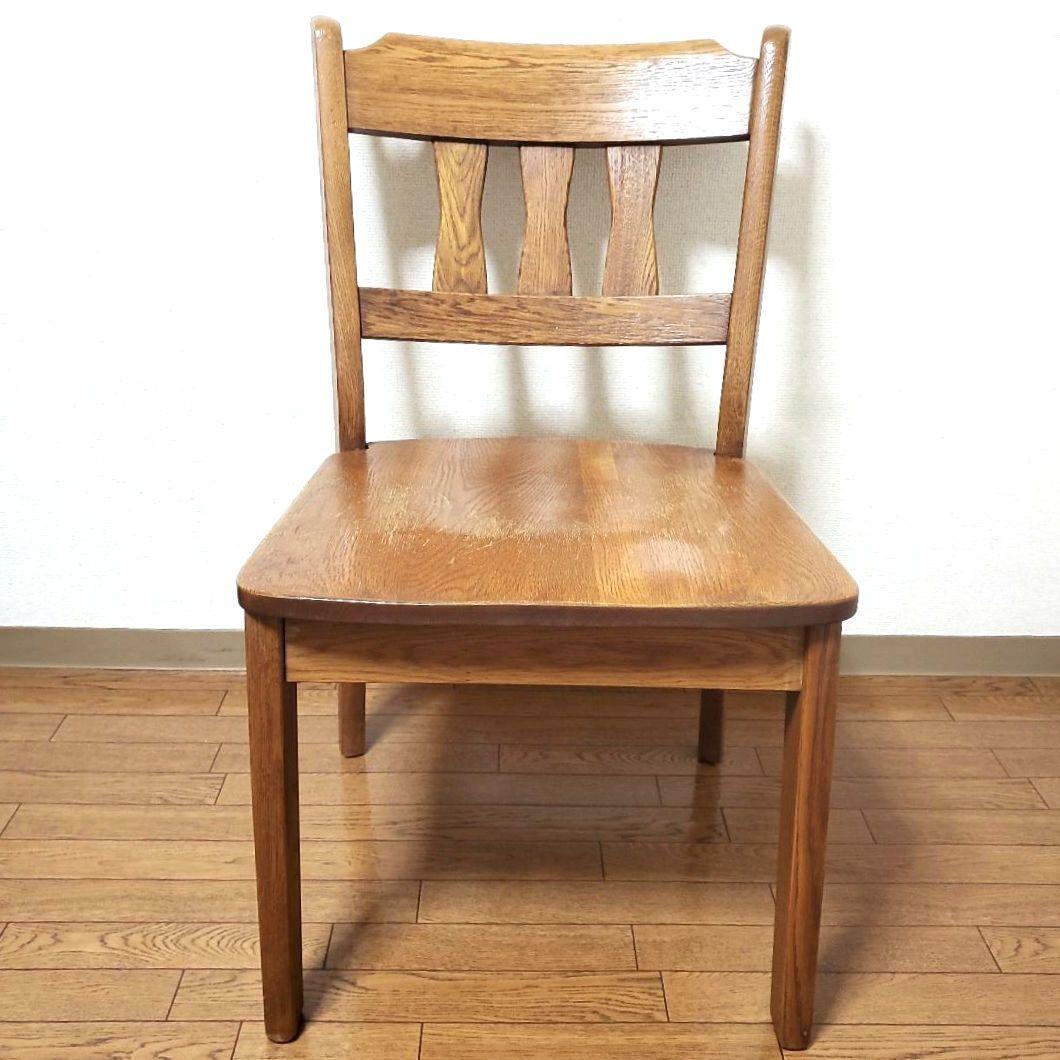 【希少】オーク無垢 ダイニングチェア アンティーク 木製 チェア 椅子