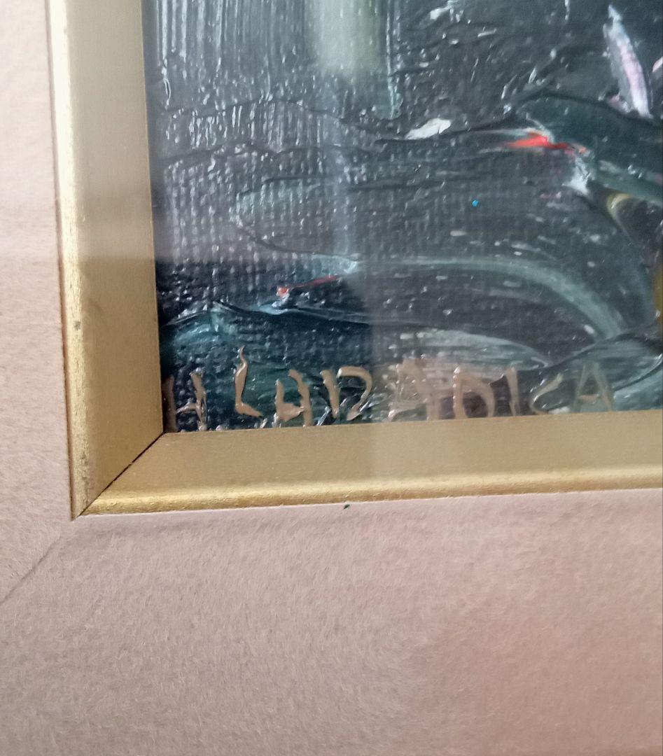 絵画 油絵　定岡宏　パリ【サクレ・クール寺院】モンマントルの丘に佇む