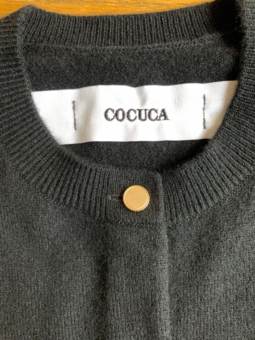 COCUCA ブラック ウールカーディガン