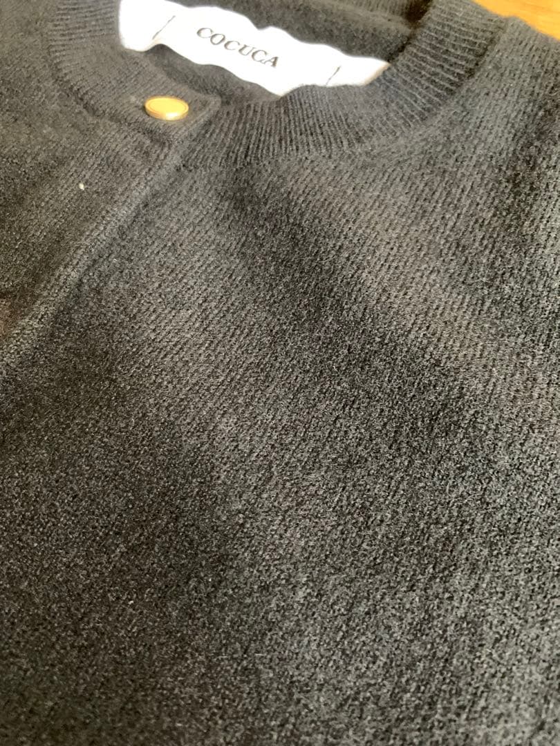 COCUCA ブラック ウールカーディガン