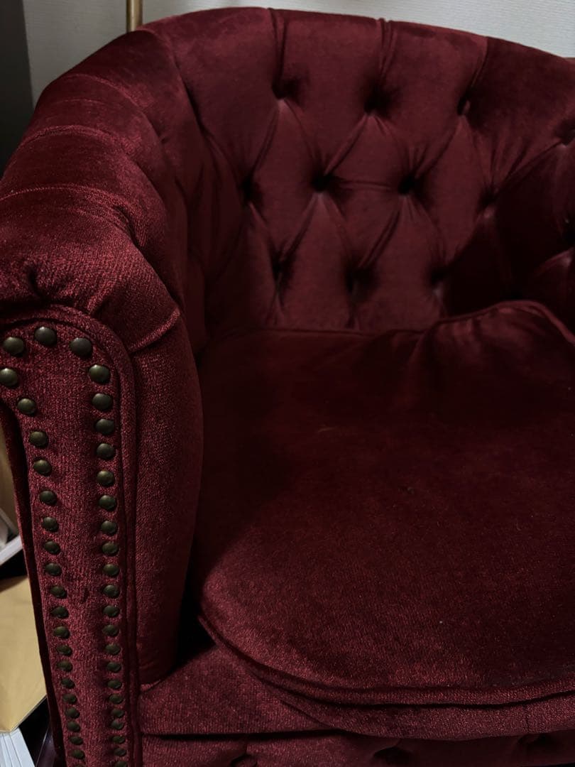 ヴィンセントソファ　1人掛け　赤　チェア