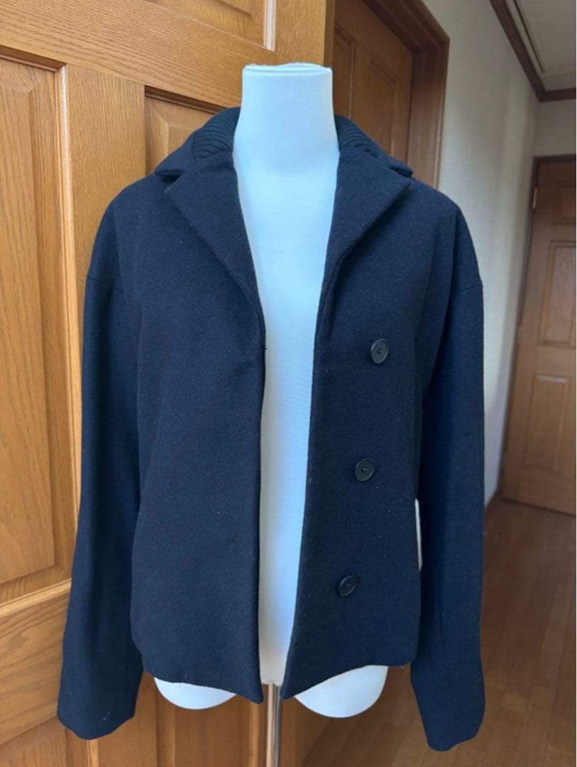 MM6 ウールコート 毛コート ダークブルー 38