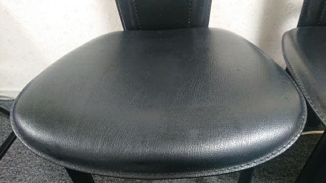 高級 廃盤 IDC 大塚家具 ハイバック ダイニングチェア 本革 食卓椅子 2脚