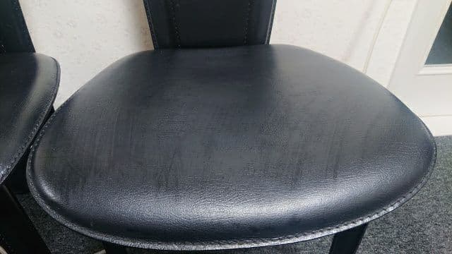 高級 廃盤 IDC 大塚家具 ハイバック ダイニングチェア 本革 食卓椅子 2脚