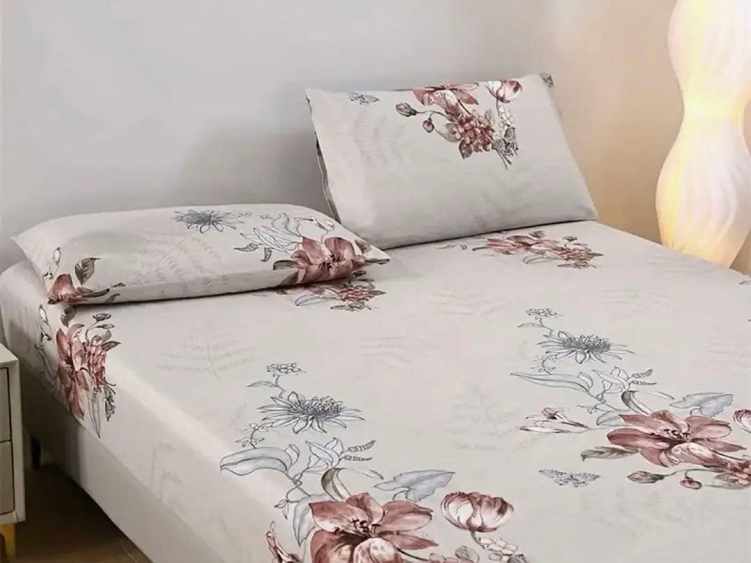 クイーンサイズ花柄シーツセット枕カバー付き
