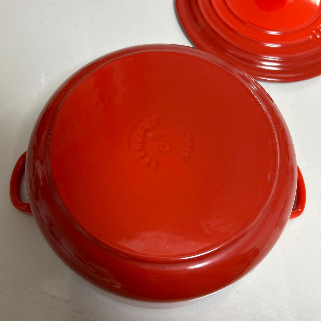 ルクルーゼ　ココットロンド　20cm レッド　ヘラのセット