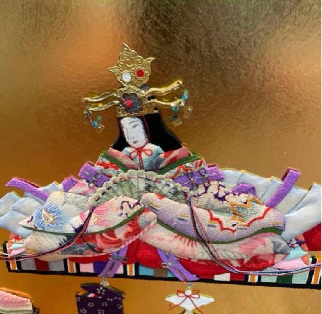 美品　押絵びな　江戸ちりめん　三枚屏風　お雛様　ひな祭り