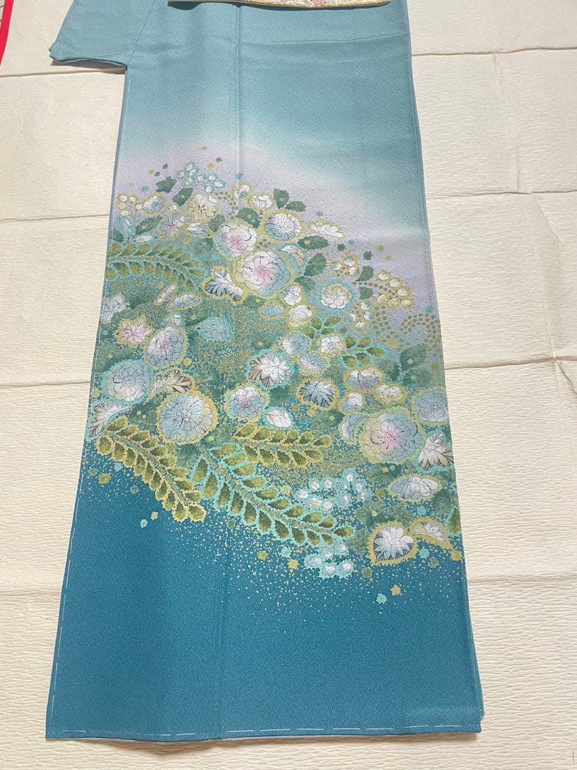 訪問着フルセット　辻ヶ花　絞り　しつけ糸付き　正絹　入学式　卒業式　向かい鳥七宝