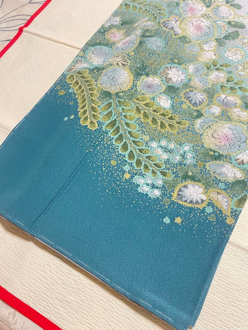 訪問着フルセット　辻ヶ花　絞り　しつけ糸付き　正絹　入学式　卒業式　向かい鳥七宝