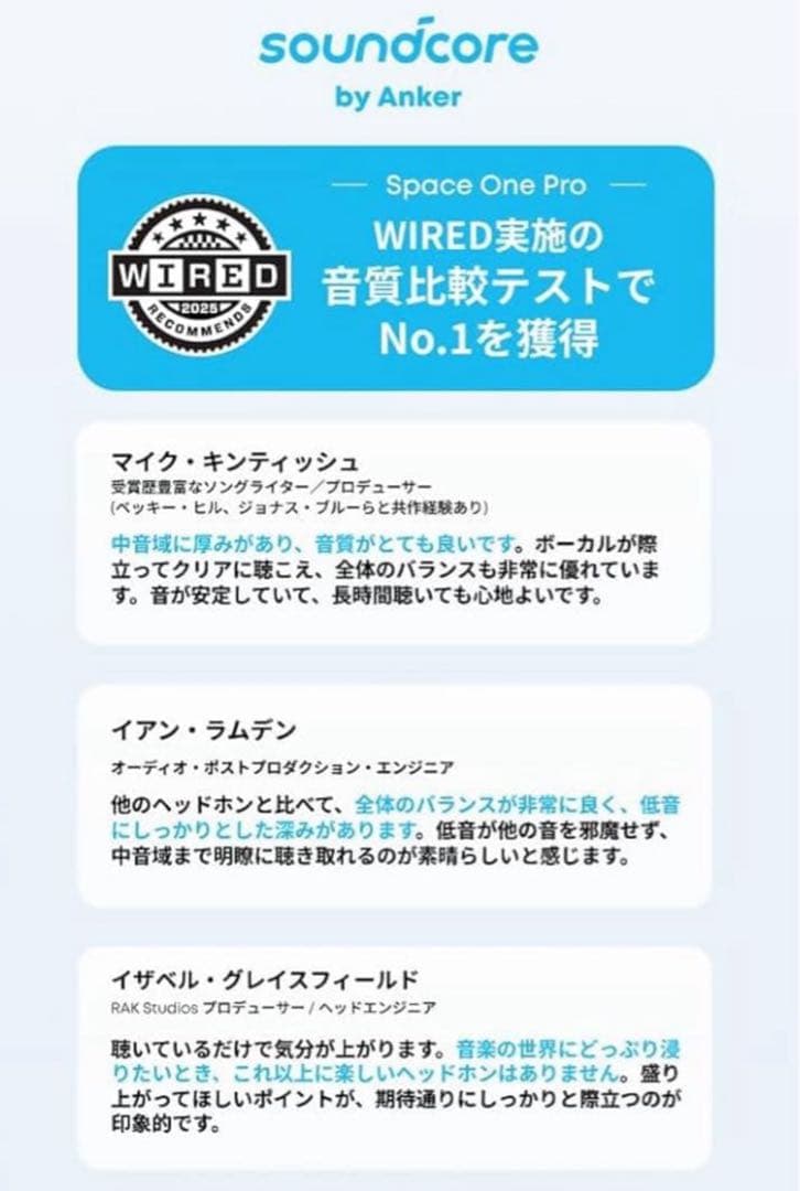 Anker Soundcore Space One Pro ヘッドホン ケース付
