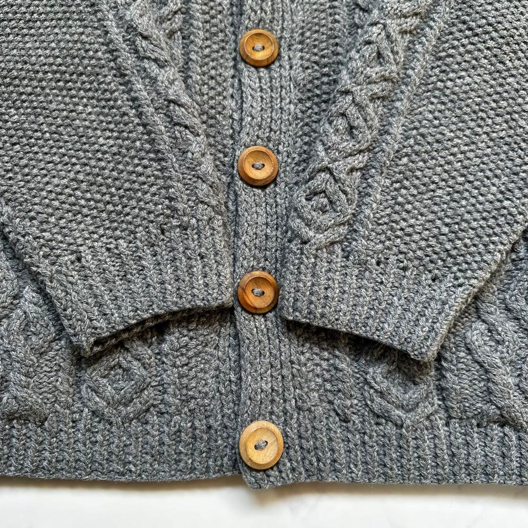 インバーアラン 3Aカーディガン シップス別注 アランニット グレー S-M相当