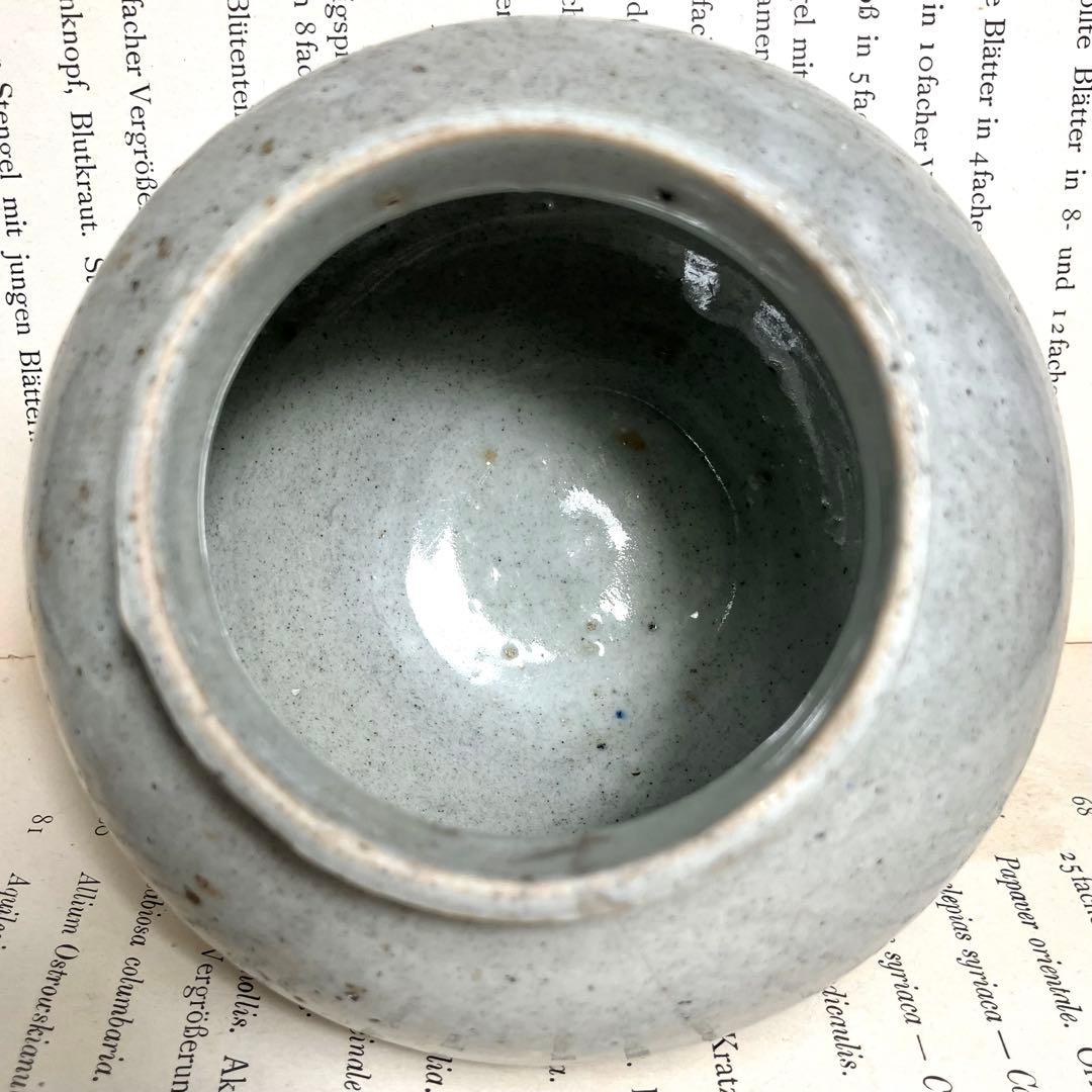 李朝 白磁 塩笥 壺 骨董 民藝 グレー