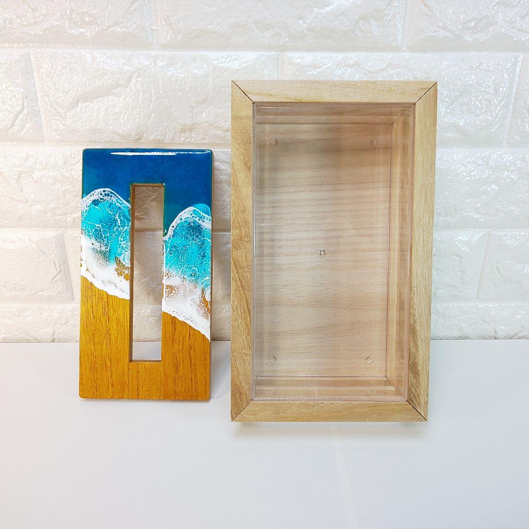 【1204】オーシャンアート　ティッシュケース　海レジン　インテリア　雑貨