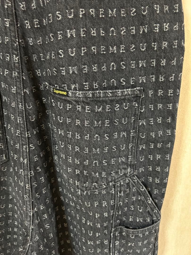 希少！Supreme Jacquard Logos Denim Overalls
