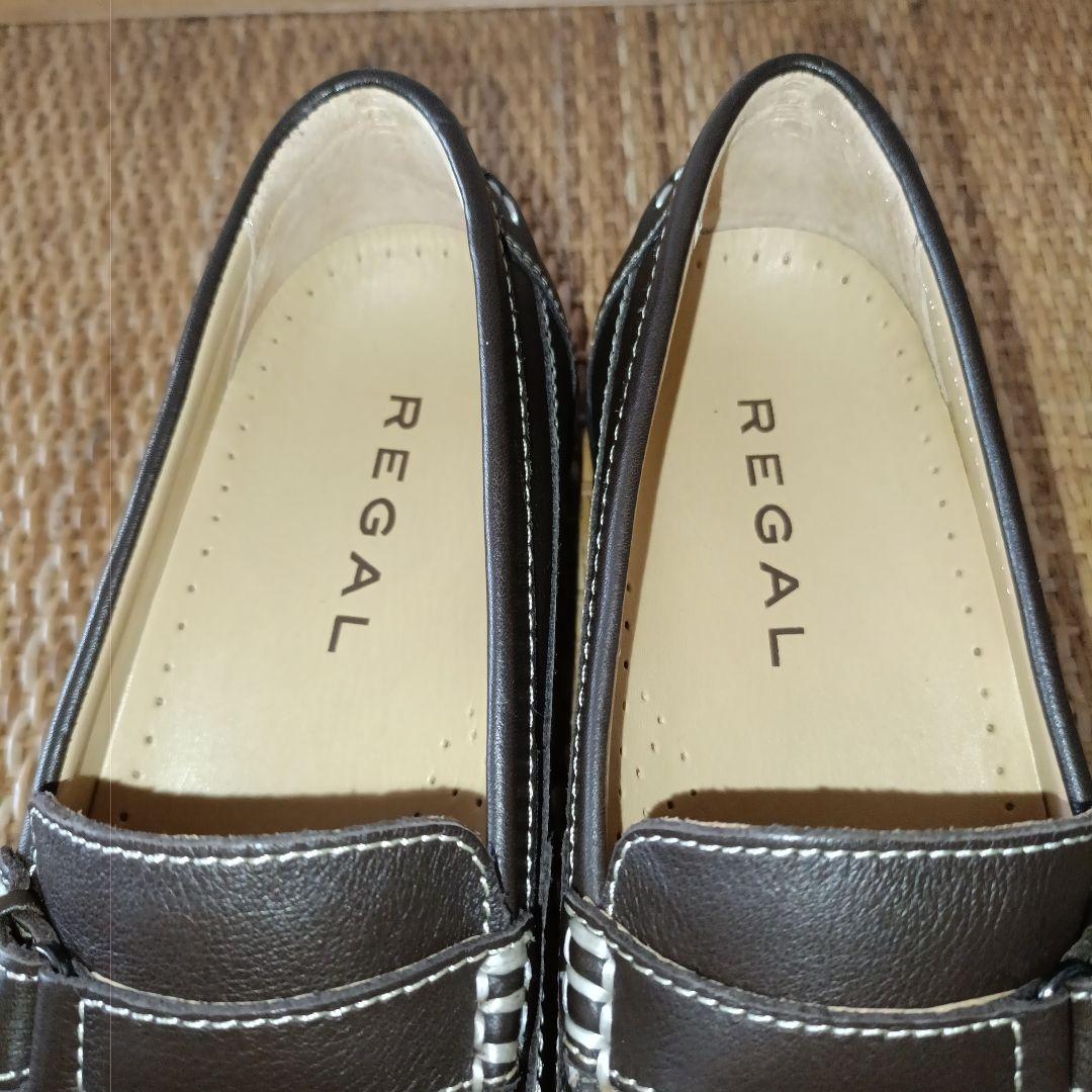 【未使用】REGAL 本革シューズ　ローファーシボ革　ダークブラウン　23cm