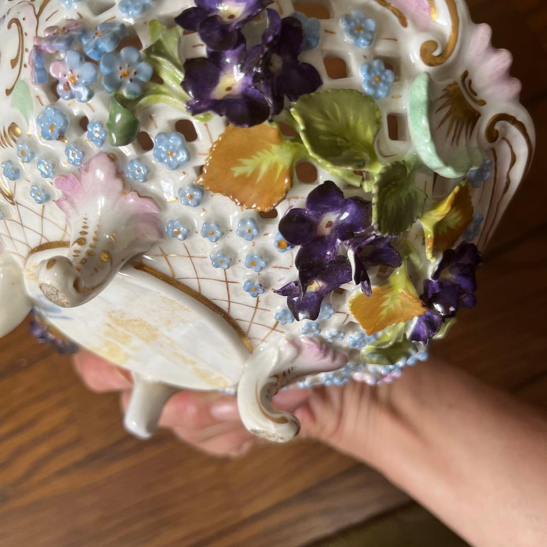 年末期間限定最終処分特価超レアドレスデン素敵菓子器　フルーツ盛りインテリア最上級