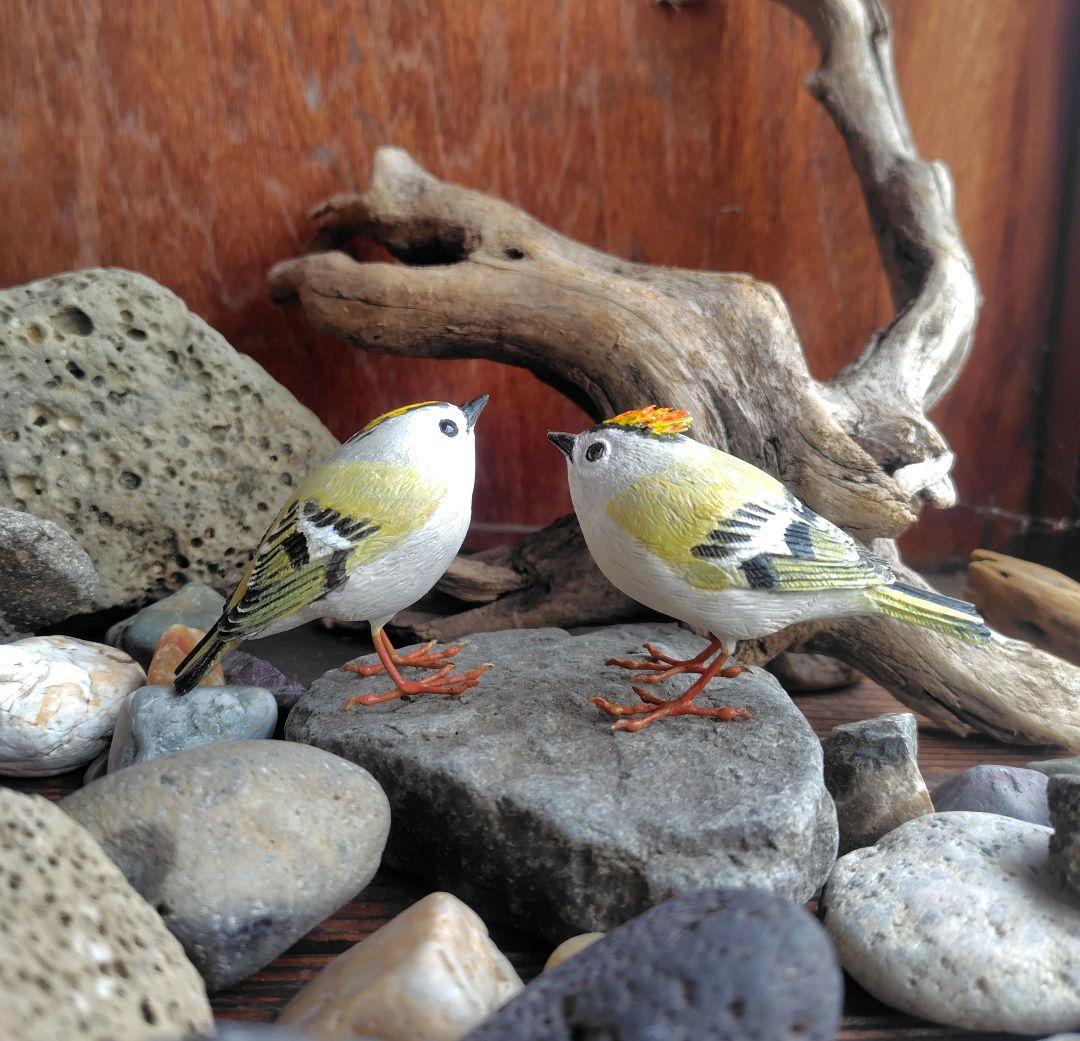 バードカービング キクイタダキ 野鳥 木彫り