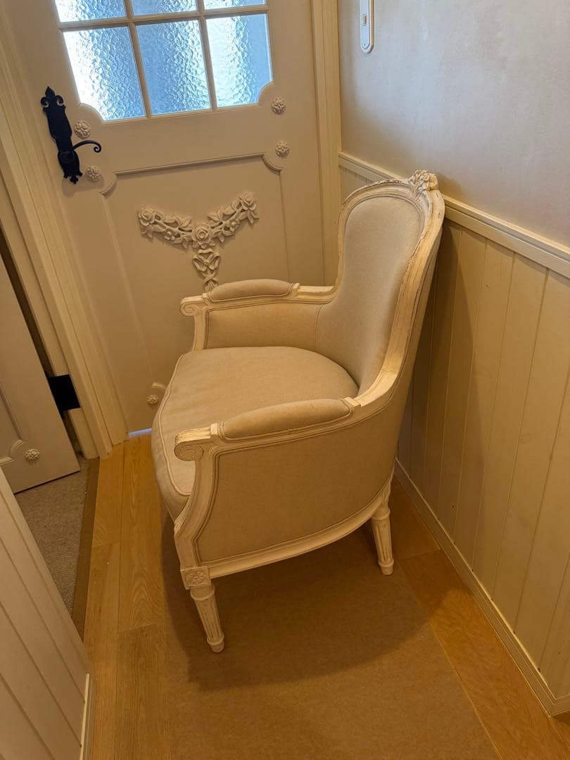 サラグレースデビューシリーズフレンチスタイルホワイトリネン 1人掛けソファ