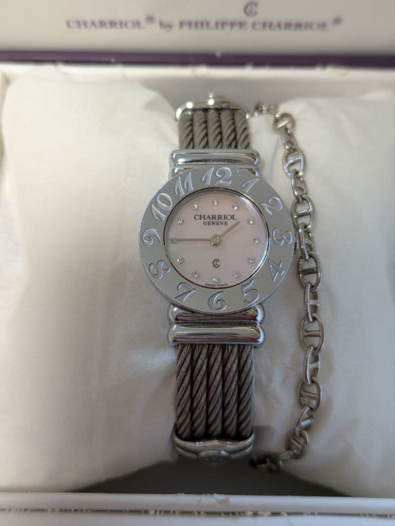 CHARRIOL シャリオール 　サントロペ　12Pダイヤ　ピンクシェル　腕時計
