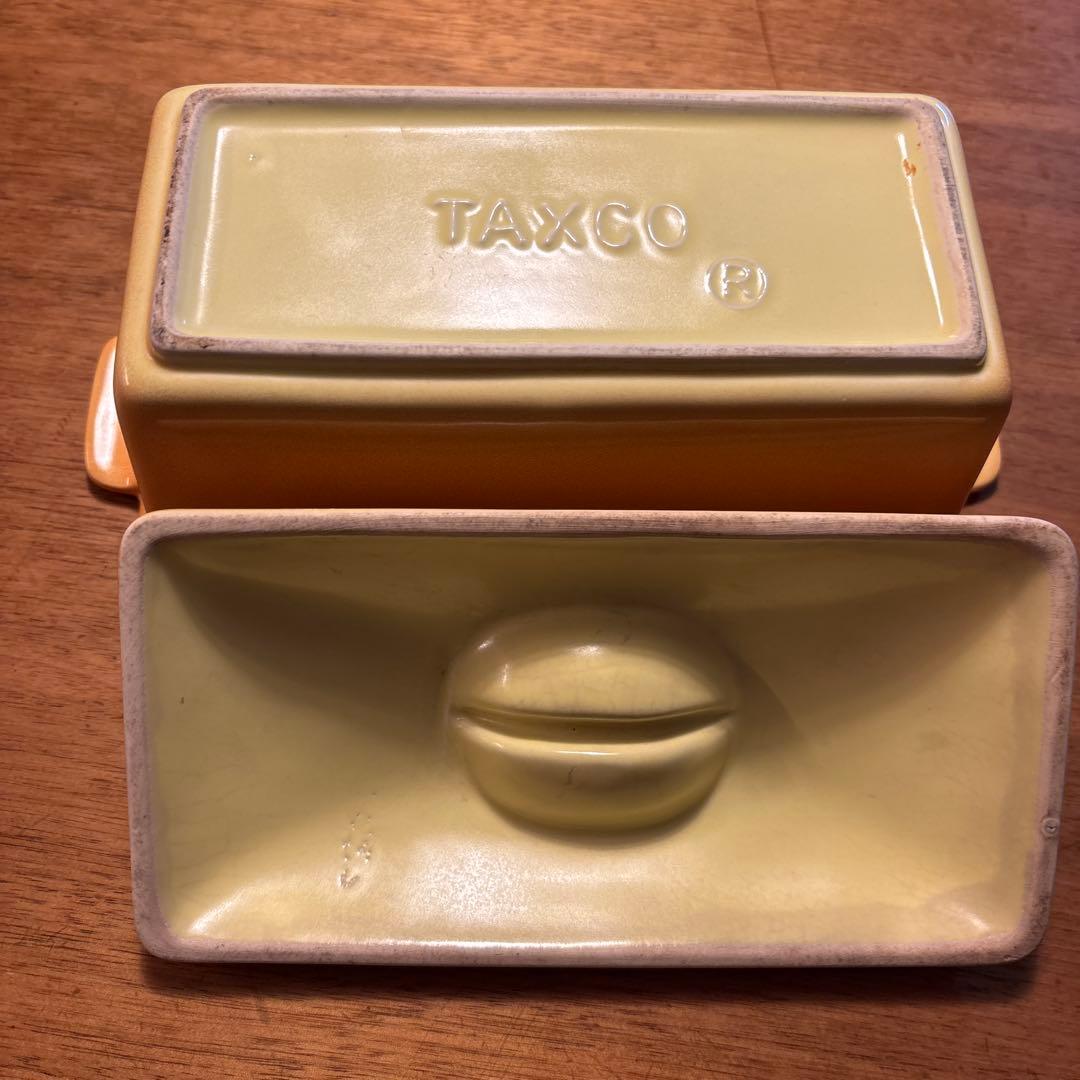 オレンジ色 蓋付き陶器容器 中型