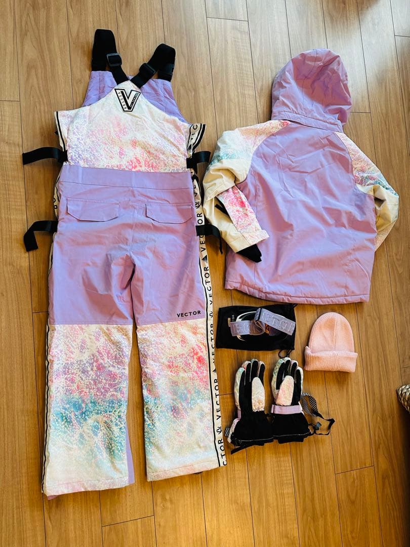 ジュニアスキーウェア、スノボウェアセット 薄紫色150