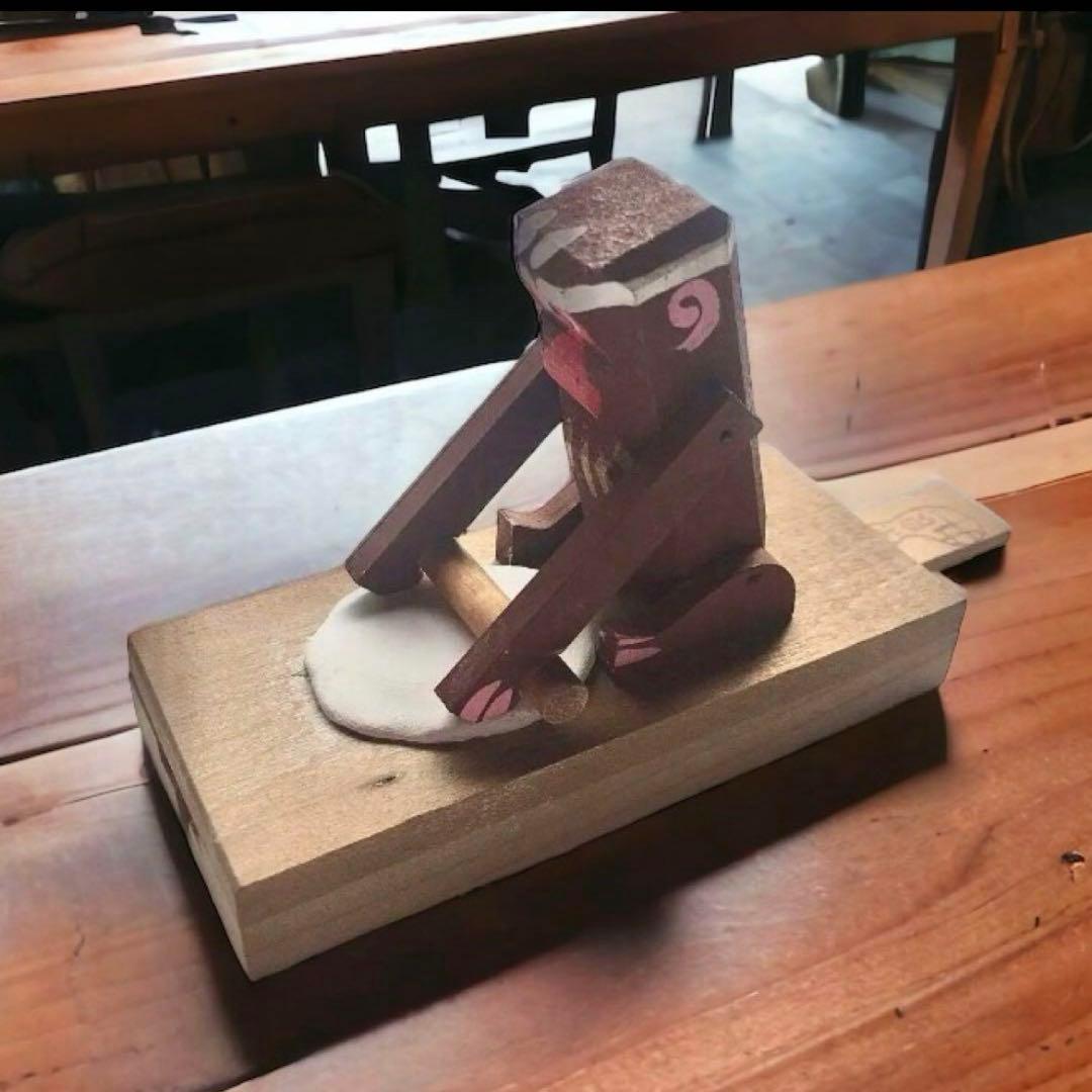 長野県 廃絶 郷土玩具 奈良井のからくり玩具 信濃猿 蕎麦猿×3 民藝 伝統工芸